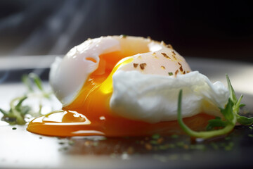 poached egg with flowing yolk