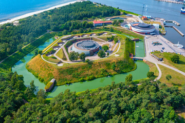 Aerial view of the Lithuanian Sea Museum in Smiltyne