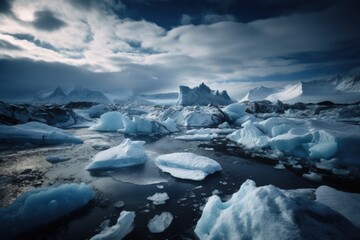 Fragile Majesty. A Dramatic Glacier Melting in the Arctic, created with generative A.I. technology.