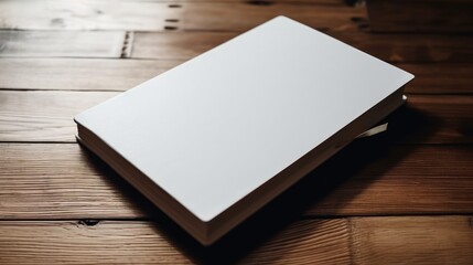 Wall Mural - A blank white book mock-up ready for your cover, laying on a desk.. Generative AI. 