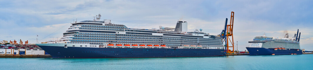 Poster - Panorama with cruise liners in Cadiz port, Spain