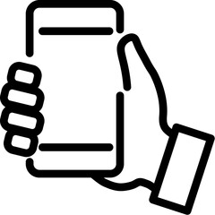 Wall Mural - phone in hand of faceless person isolated line icon. editable stroke. it can be used for websites, s