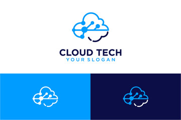 Wall Mural - cloud logo design with technology