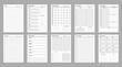 Planner page templates. School or college education daily organizer checklist, time management monthly calendar or vector timetable, task organization weekly planner template, office work To Do list