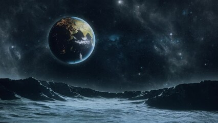 Wall Mural - Planet Earth from the Moon - Loop Abstract Landscape Background