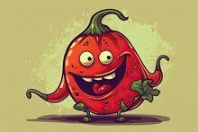 Cheerful Red Pepper Character With A Smiling Face. Generative AI