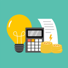 Energy bill or electricity cost concept vector illustration.