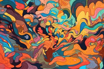 Canvas Print - an abstract painting with vibrant colors and geometric shapes. Generative AI