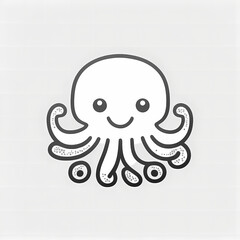 Poster - Cute Octopus Logo. Generative AI