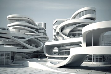 Wall Mural - modern high-rise building with a sleek design and numerous windows. generative ai