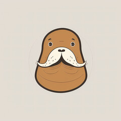 Sticker - Cute Walrus logo. Generative AI