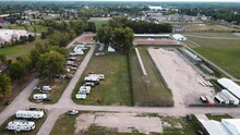 Wayne County Fairgrounds And RV Park In Daytime In Belleville, Michigan, USA. - Aerial Sideway