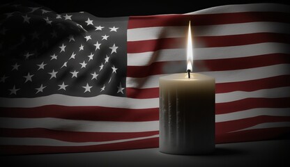 Memorial Day - Illustration of candle with usa flag, Generative ai