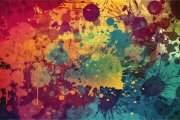 Canvas Print - colorful paint splatters in motion on a white background. Generative AI