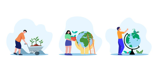 Flat Bundle Earth Day Design Illustration