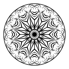Sticker - Round mandala for colouring Page,  lace ornament in oriental style.