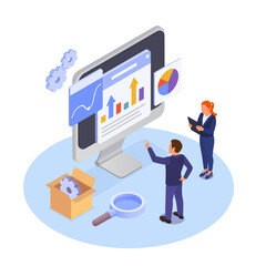 SEO Metrics Isometric Composition
