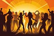 © Canvas Curator - A vector graphic of a group of people dancing at a party. Generative AI