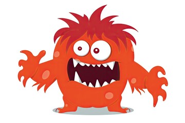 A red, hairy monster with sharp teeth and a playful expression, in a cute vector style. Generative AI