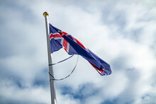 Iceland National Flag Waving In The Wind