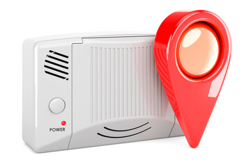 Sticker - Carbon monoxide detector with map pointer, 3D rendering