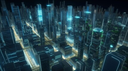Aufkleber - Technology or tech data, network internet connect concept abstract background. Generative ai