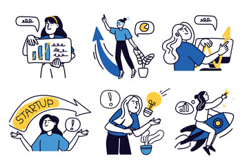 Wall Mural - business startup concept with character situations collection. vector illustrations