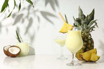 Fresh summer cocktail - Pina colada, fresh summer drink concept