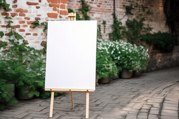 Wall Mural - Empty white board for the guest list or photo. Blanked white board for drawing. digital ai art