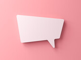 Fototapeta Mapy - Blank 3d white trapezoid shape speech bubble social media notification isolated on light pink orange pastel color wall background with shadow minimal conceptual 3D rendering