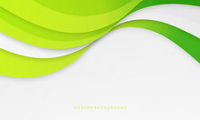 White With Green And Yellow Curve Abstract Background