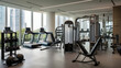© Aiakos - Modern gym interior with various equipment. Generative AI.
