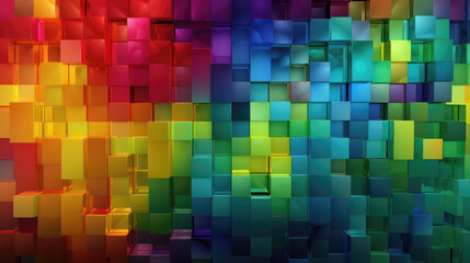 Wall Mural - Colorful rainbow cubes in wall as texture wallpaper background (Generative AI)