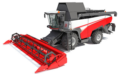 Wall Mural - Farm Combine Harvester 3D rendering on white background