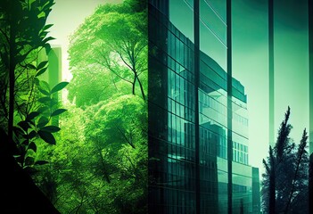 Wall Mural - save the green planet, green cities future skyline, created using of AI tool