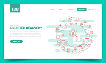 Wall Mural - disaster recovery concept with circle icon for website template or landing page homepage