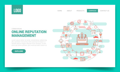 Wall Mural - orm online reputation management concept with circle icon for website template or landing page homep