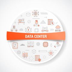 Wall Mural - data center concept with icon concept with round or circle shape for badge