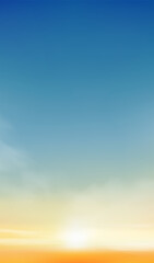 Wall Mural - sunset sky background,sunrise with yellow and blue sky,nature landscape romantic golden hour with tw