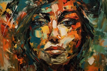 Wall Mural - vibrant and colorful portrait of a womans face. Generative AI