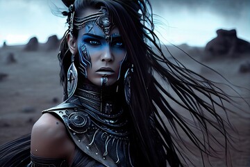 fantasy beautiful female mythical goddess hero portrait, closeup, fictional character, AI generative