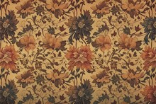 An Orange And Brown Floral Wallpaper Pattern. Generative AI