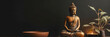 mediatation concept, a buda in horizontal layout banner with copy space, generative ai