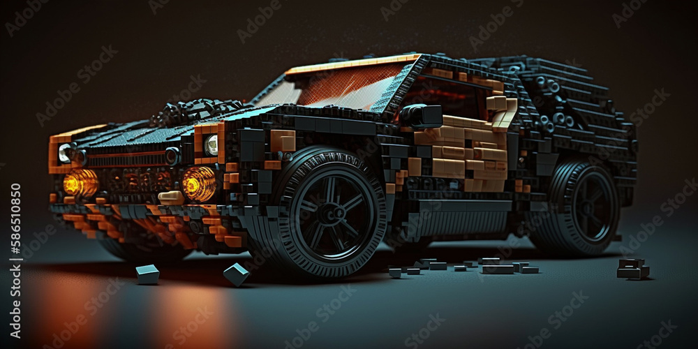 blocks car concept. Design of a car from a blocks constructor ...