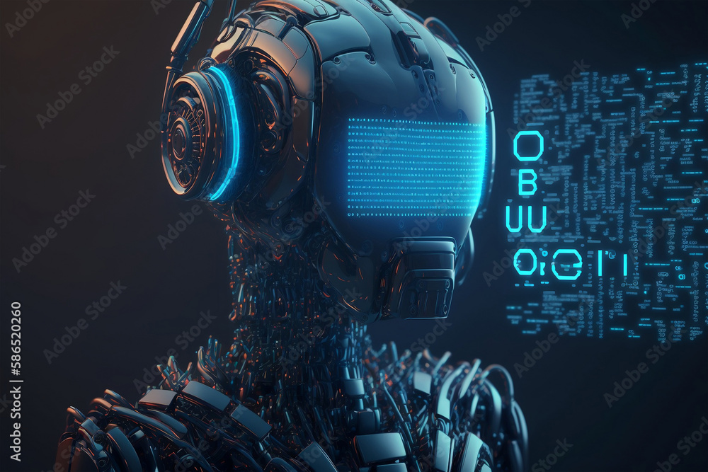 Ilustrace GPT chat artificial intelligence robot in the future with a ...