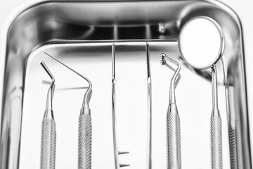 Dental tools on a tray