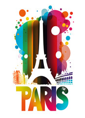 Wall Mural - Abstract painting concept. Colorful art style of the Eiffel tower. PARIS. French culture. Generative AI.