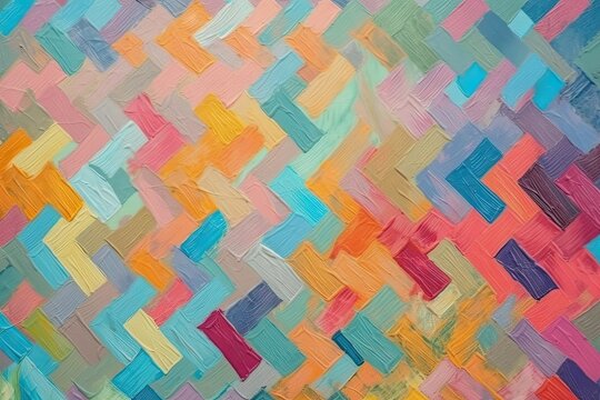 colorful geometric abstract painting on a wall. Generative AI