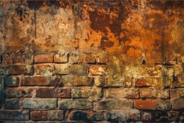 Canvas Print - an old brick wall with a rusty texture and worn surface. Generative AI