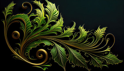Wall Mural - leaf floral design ornament - by generative ai